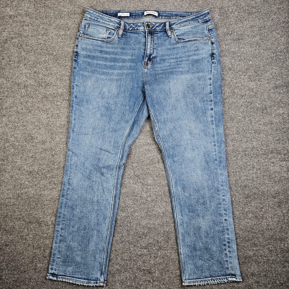 Vigoss Marley Straight Jeans Women's 18 Blue Denim Stretch Mid Rise Med Wash